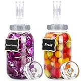 ROTESONNE 64oz Fermentation Jar Kit with Fermenting Weights and Airlock Lids, Wide Mouth Glass Jars with Scale...