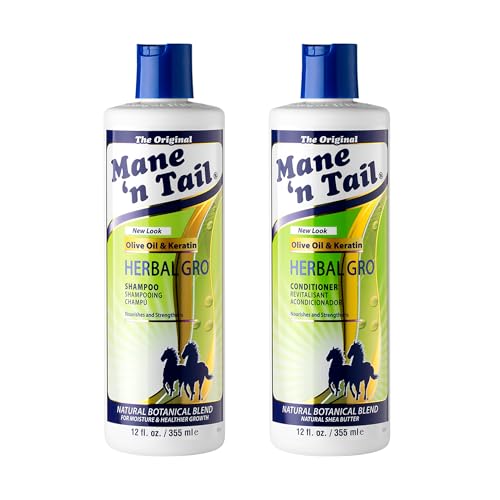 Mane n Tail Herbal Gro Shampoo and Conditioner Twin Pack Nourishes and Strengthens Olive Oil and Keratin 355 ml (Pack of 1)