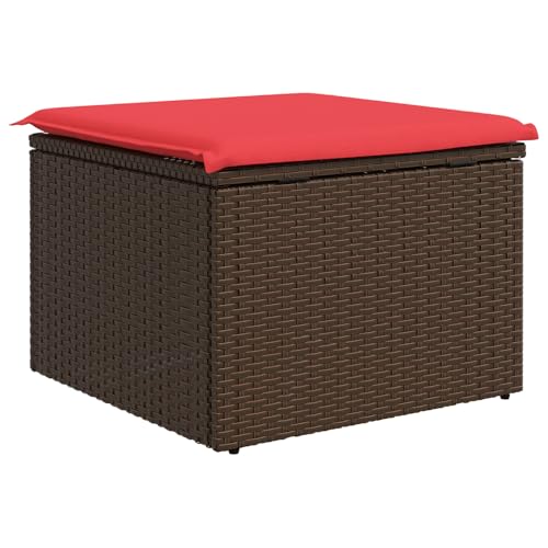 Tabouret de jardin robuste en polyrotin marron tressé main - 7
