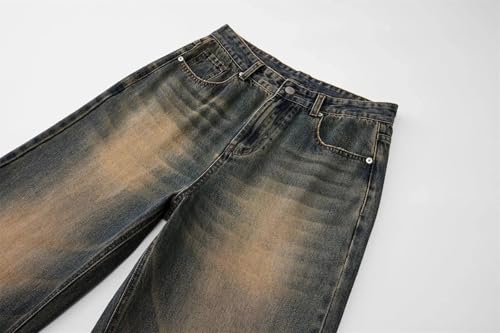 Men's Distressed Jeans Vintage Straight Denim Pants Baggy Loose Streetwear High Street Cargo Trousers4