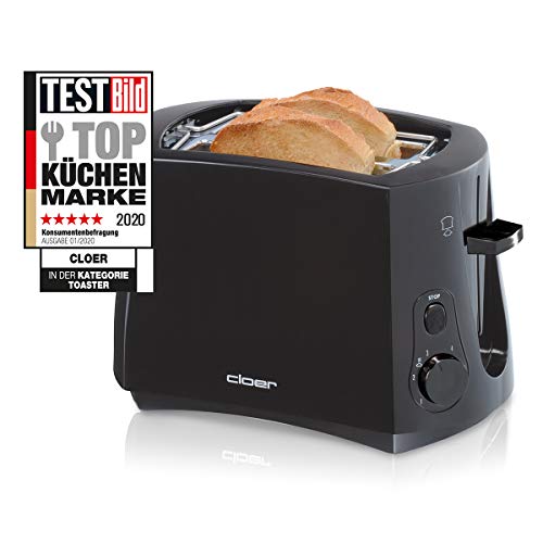 Cloer 3310 Cool-Wall-Toaster, 825 W, für 2 Toastscheiben, integrierter Brötchenaufsatz, Krümelschublade… – Bild 3