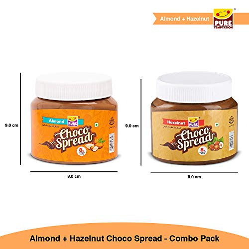 Image of ๐ฅ Pure Temptation Premium Hazelnut & Almond Butter Chocolate Spread ๐ซ | ๐ฑ 100% Vegetarian, No Added Preservatives | ๐ Perfect for Breakfast, Bread, ๐ฅค Shakes, ๐ฎ Roti | Delicious & Healthy Spread | Pack of 2 Jars, 340 gm each