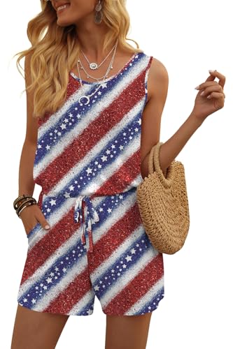 Image of DouBCQ Womens Summer Casual Sleeveless Loose Jumpsuits Romper with Pockets