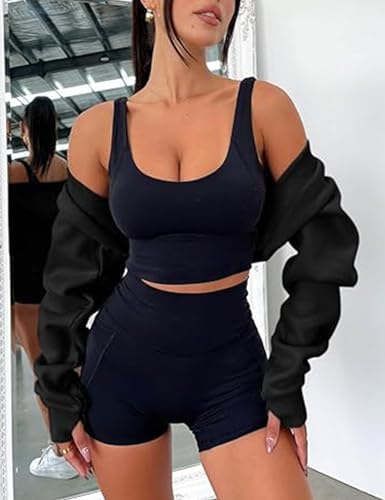 Amarmia Women's Bolero Sweater Shrugs Y2K Open Front Workout Sweatshirt Long Sleeve Crop Tops3