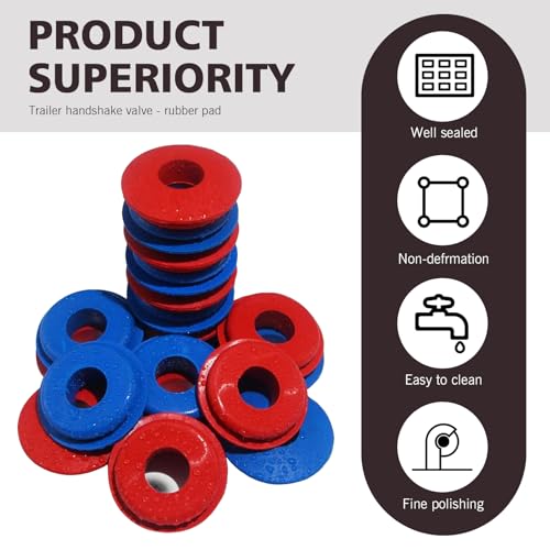 Image of 20 PCS Glad Hand Seals, Rubber High Temperature Resistance Handshake Valve Gasket, Air Hose Glad Hands Grommets Tight Fit Gasket, for Semi Trucks Trailers Brake Air Hose (Red & Blue)