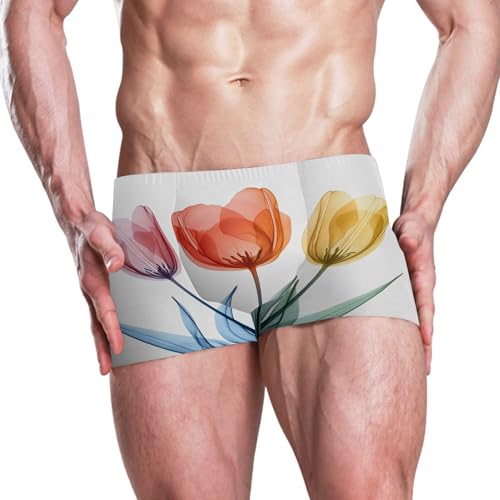 Color Tulip Flowers Mens Swim Trunk Swimwear Bathing Suit Swim Brief Square Leg Board Short S S04066442