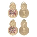 NIYANGLE 4 Piezas de Tarjeta Amuleto de Calabaza de Latón Puro, Figura Oriental Riqueza Doble Cara, Adorno Feng Shui Portátil para Buena Suerte y Decoración del Año Chino