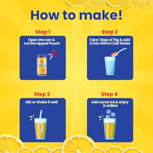 Image of Guppy Moms Lemon Iced Tea Powder - Sugar-Free & Refreshing Fruit Drink | Healthy Energy Drink Alternative & Premium Mixer | Aromatic, Easy to Prepare | 600g Pack (Pack of 3)