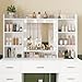 FIONESO Vanity Desk with Mirror and Lights, Power Outlet, Makeup Vanity with 9 Drawers & 6 Open Storage Shelves, 3 Lighting Modes Brightness Adjustable, White