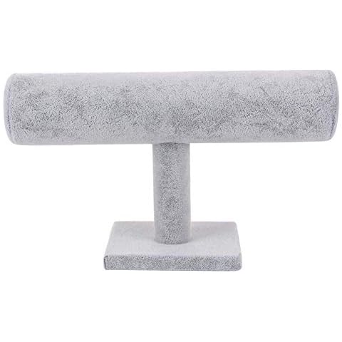 T Shape Horizontal Bar Jewelry Display Rack, Bracelets Watches Necklaces Storage Stand Jewelry Holder, Jewelry Safekeeping Shelf for Home Decoration Organization Show Rack (Velvet and Leatherette) Cover