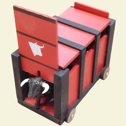 AMBIENTS ARTESANIA Cajon DE Madera para TOROS DE PLASTICO
