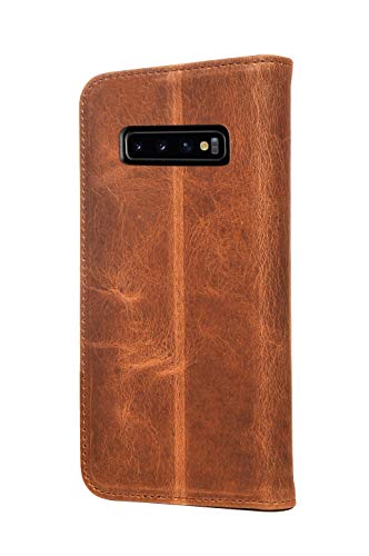 Coque Samsung S10 cuir véritable étui portefeuille fin