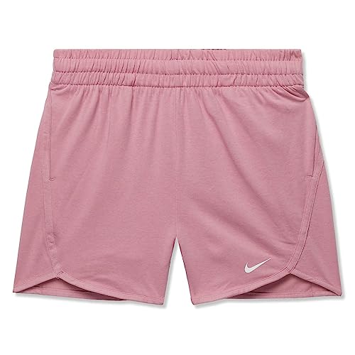 Nike Girl's DriFit Knit High-Rise Shorts (Little Kids/Big Kids) Elemental Pink/White LG (14 Big Kid)