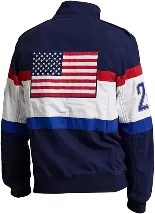 American Cotton Fabric USA Flag Patch Olympic Flagbearer Jacket for Mens2