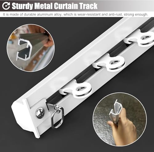 Customizable Invisible Ceiling Mount Curtain Track, White Recessed Rod for Room Dividers & Curtains, Sleek Design for Home & Office, Easy Installation