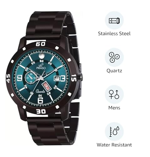 Image of PIRASO Analog Day and Date Working Display MESH Strap Watch for Men & Boys