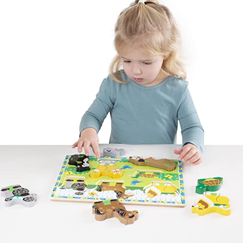 Melissa & Doug Pets Wooden Chunky Puzzle (8 Pcs) & Farm Wooden Chunky Puzzle (8 Pcs) - Farm Animal Toys For Kids, Wooden Puzzles For Toddlers Ages 2+ - Fsc-Certified Materials #TOP2