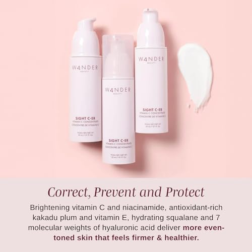 Image of Wander Beauty Sight C-er Vitamin C Concentrate - 20% Vitamin C Cream to Plump, Brighten, & Hydrate Face - Brightening Moisturizer with Vitamin E, Kakadu Plum, Niacinamide, & Hyaluronic Acid - 1.01 oz