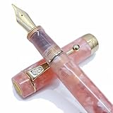 Jinhao 100 Classic Fountain Pen Rainbow Marble Celluloid, Medium Nib with Converter and Pen Case Set （Peacock Blue） (Cherry Pink, Black+Blue)