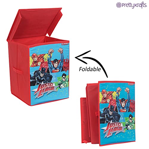Image of Justice League Toys Organizer Storage Box with Top Lid for Baby Boy's and Baby Girl's,(Pack of 1) Red
