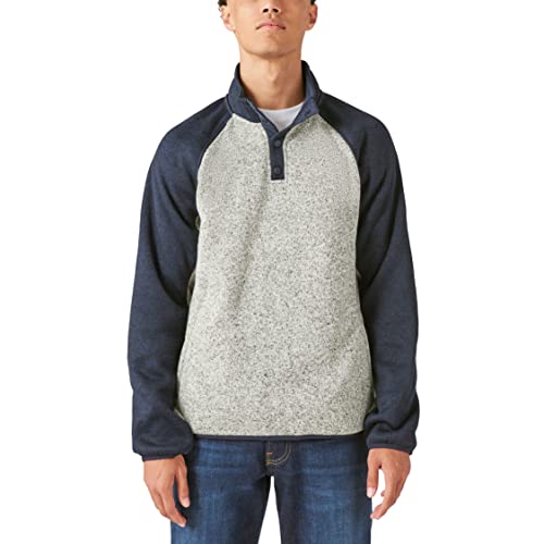 Image of Lucky Brand Men's Los Feliz Fleece Mock Neck Half Zip Color Block Pull-overPullover Sweater