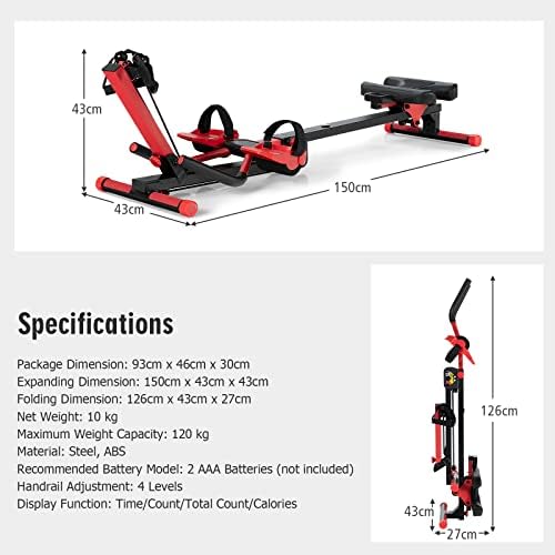 Maxmass 3-in-1 Rowing Machine, Adjustable Resistance Foldable Rower with LCD Monitor, Super Silent Home Gym Fitness Cardio Workout Equipment