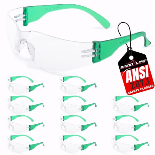 Image of BISON LIFE Clear Safety Glasses - ANSI Z87.1 Certified Scratch & Impact Resistant Eye Protection Goggles for Men & Women