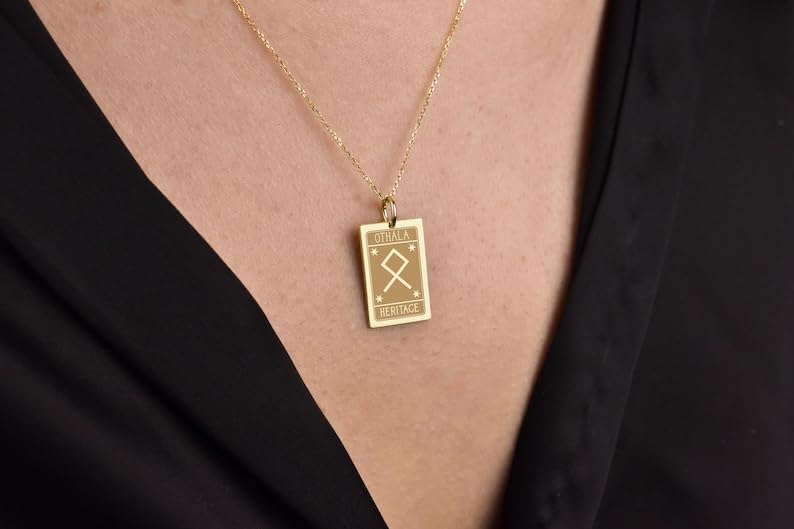 Collier Othala argent 925 plaqué or chaîne 45,7 cm LKBEADS rectangle - 4