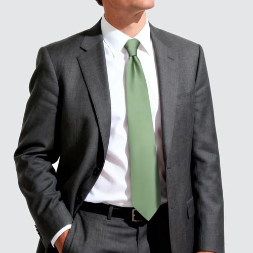 Image of Hi-Tie Men's Extra Long Solid Satin Tie Set 63 Inch /70 Inch Formal Necktie