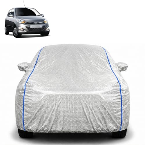 Image of Waterproof Car Cover for Hyundai i10 | All Weather Protection | UV Resistant & Dustproof | Soft Cotton Lining to Prevent Scratches | Triple Stitched with Mirror Pockets & Elastic Hem