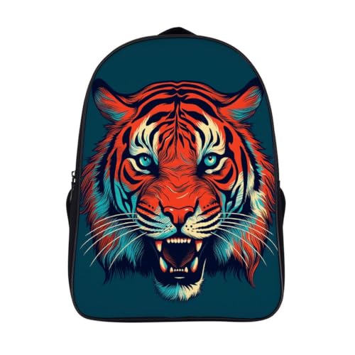 Image of NTVOWPZO All-Weather Big Red Tiger Laptop Backpack for Men Women Water Resistant Travel Carry on Backpack Work Business Commuter Daypack for Hiking Camping Cycling Climbing