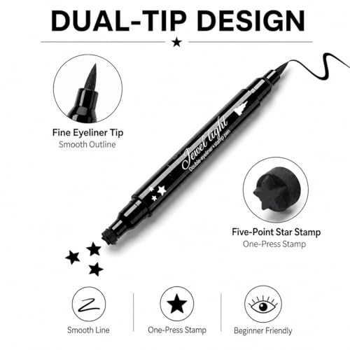 Delineador líquido negro 2 en 1 con sello estrella miniatura 2