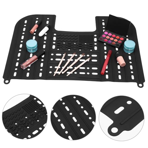 Tapete para maquillaje de silicona negro COLLBATH con cubre lavabo resistente 3
