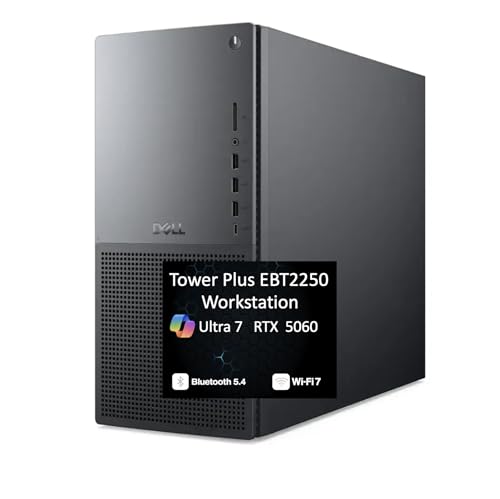 Dell Tower Plus EBT2250 Workstation Desktop, Next-gen XPS (Intel Ultra 7-265, 32GB DDR5, 1TB PCIe SSD, GeForce RTX 5060, 460W PSU, WiFi 7, Bluetooth 5.4, RJ-45, 3 Display Port, 2 HDMI, Win 11 Pro)