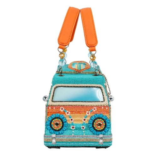Image of Mary Frances Catch a Wave Beaded Top Handle Surf Van Handbag, Multi
