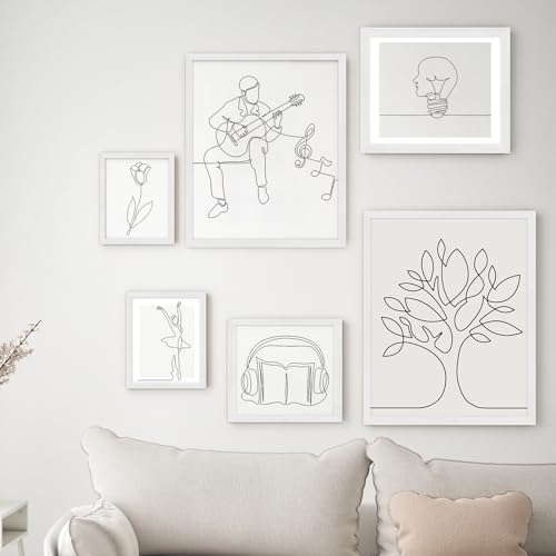 puthiac 20x20 White Picture Frames for Wall - Minimalist 20x20 Oak Wood Frames, 20"x20" Picture Frame Wood, Natural Solid Wooden Picture Frames for Wall Art Photo and Prints (3 Pack, White)