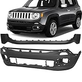 Front Bumper Assembly for Jeep Renegade 2015-2018, Primed Steel Replacement, Direct-Fit Front Bumper Cover & Valance, OEM# 5XB40LXHAA CH1015124