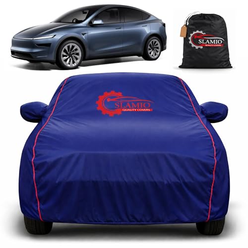 Image of Car Cover for Tesla Model Y | 100% Waterproof Heavy-Duty 3-Layer Car Body Cover | All-Weather Rain, UV, Sun & Dust Protection | Custom Fit | Mirror & Antenna Pockets | Navy Blue