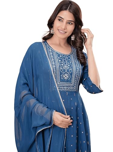 Image of MANHAREE | Women's Rayon Kurta with Pant & Dupatta Set
