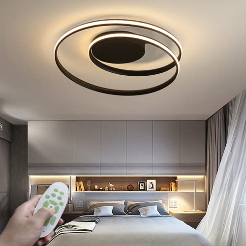 Plafonnier LED noir dimmable avec télécommande pour salon