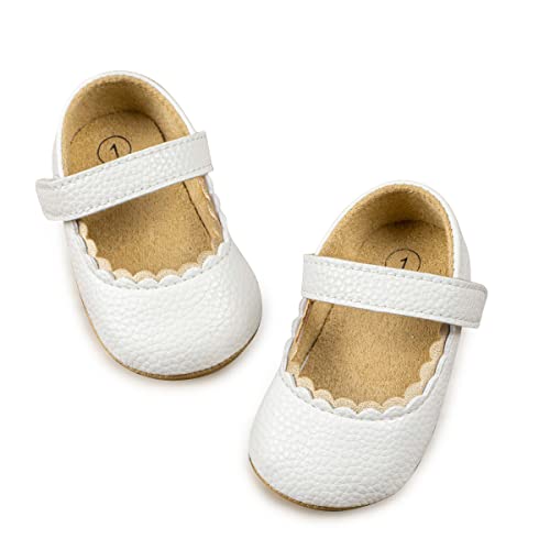 Oamico Infant Baby Girls Mary Jane Flats Non Slip Rubber Sole With Bownot Toddler First Walkers Princess Wedding Dress Shoes #TOP29