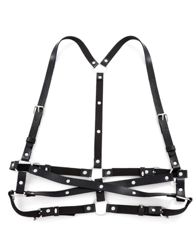 Campsis Leather Harness Belt Black Body Chain Belt Fashion Rave Accessory for Men2