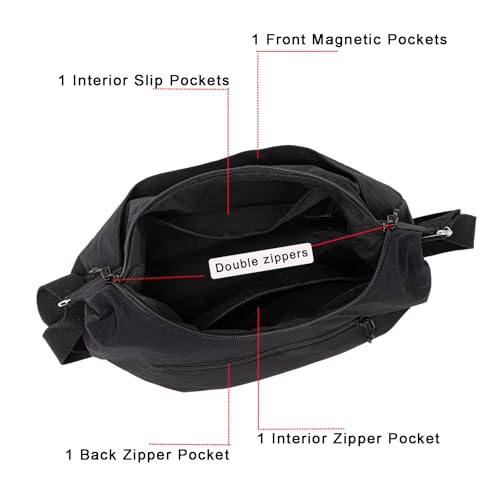 Lightweight Crescent Bag Nylon Crossbody Bags for Women Multi-Pocket Sling Hobo Luna Bag Women's Shoulder Handbag for Travel4