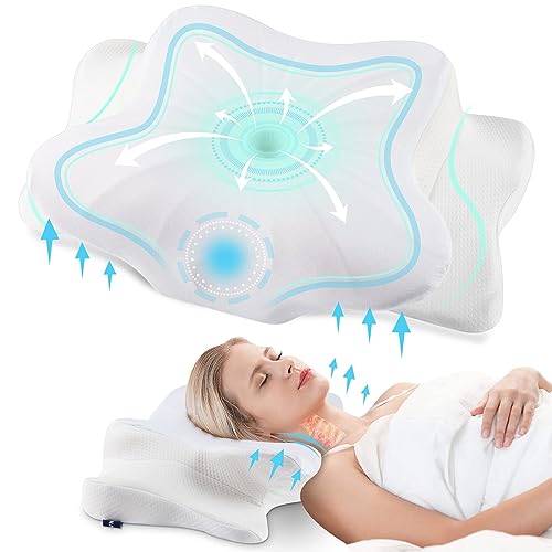 Image of DONAMA Cervical Pillow for Neck and Shoulder,Contour Memory Foam Pillow,Ergonomic Neck Support Pillow for Side Back Stomach Sleepers with Pillowcase