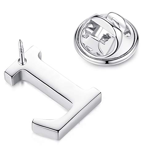 Image of HONEY BEAR Initial Alphabet Letter Lapel Pins Collar Badge Brooches for Mens /Womens Shirt Dress Decoration Silver