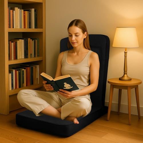 Image of Friends Of Meditation 4-in-1 Folding Buddha Chair - Ergonomic Yoga Seat with Half-Moon Zafu, Detachable Lumbar Support & Carry Case - Black