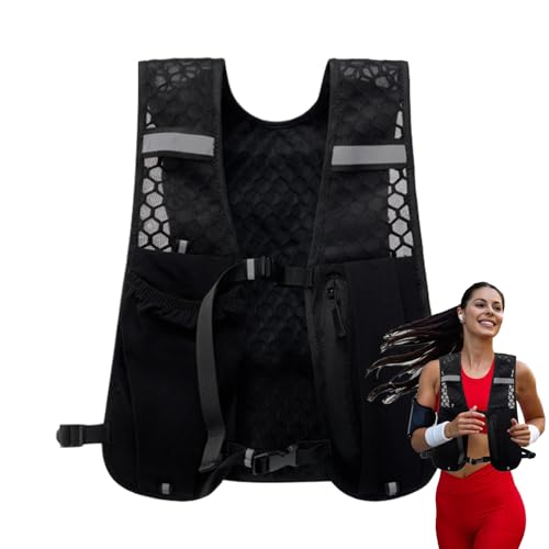 Generico Chaleco para correr - Hidratante, Reflectante, Ligero con Soporte para Teléfono, Bolsillo para Botella de Agua de 500 ml, Diseño con Correas Ajustables | Transpirable Correr al Aire Libre