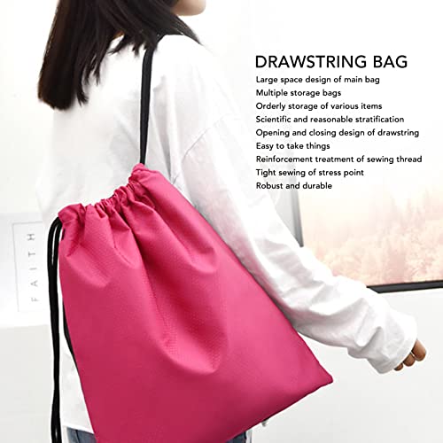 Horoper Drawstring Backpack, Water Resistant String Bag Sports Sackpack Gym Sack Oxford Cloth Large Capacity Storage Bag for Men Women(Rose)2