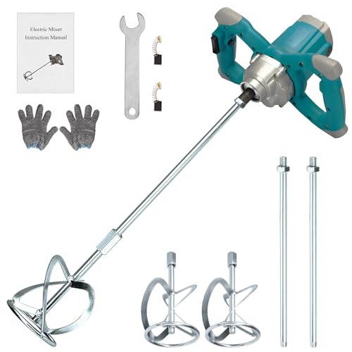 NorthSpoor Miscelatore elettrico per cemento a mano, 2100 W, miscelatore elettrico a 6 velocità, 220 V, miscelatore a mano per motar, vernice, malta per fughe, gesso, miscelatore a letto sottile