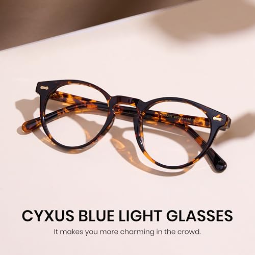 Image of Cyxus Blue Light Blocking Glasses Women Men Circle Round Chunky Retro Frame Eyeglasses for Computer Gaming 8238